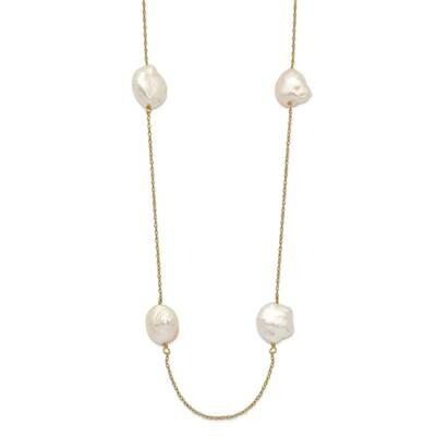 10-11mm White Keshi Freshwater Cultured Pearl 7-Station Necklace 14k Gold XF755-20, MPN: XF755-20, …