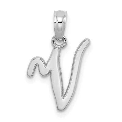 V Script Initial Charm 10k White Gold Polished 10K6422WV, MPN: 10K6422WV,