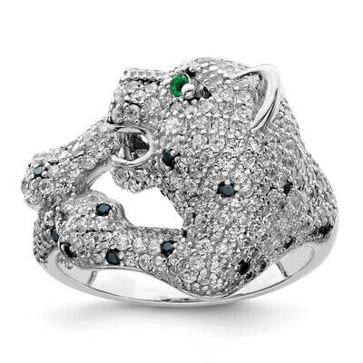CZ Diamond Cheetah Ring Sterling Silver Rhodium-Plated Polished QR7220, MPN: QR7220,