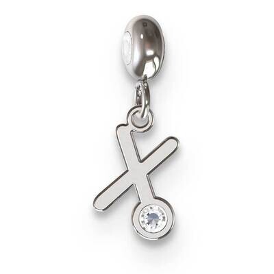 Memi Letter x with Swarovski Crystal Charm Sterling Silver Rhodium-plated ME111X-SS, MPN: ME111X-SS,