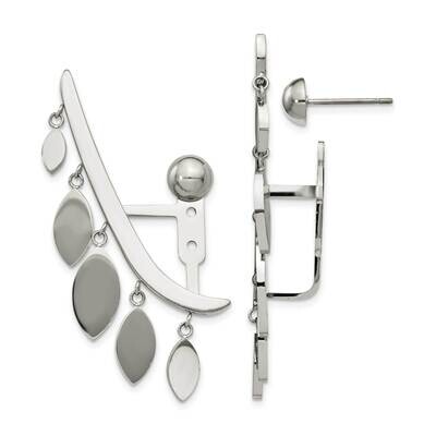 Front and Back Bar with Dangles Post Earrings Stainless Steel Polished SRE1344, MPN: SRE1344, 19110…