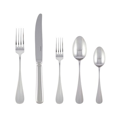 Sambonet baguette 5 piece place setting solid handle - silverplated on 18/10 stainless steel, MPN: …