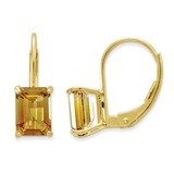 7x5mm Emerald Cut Citrine Leverback Earrings 14k Gold XLB124CI, MPN: XLB124CI, 883957130057