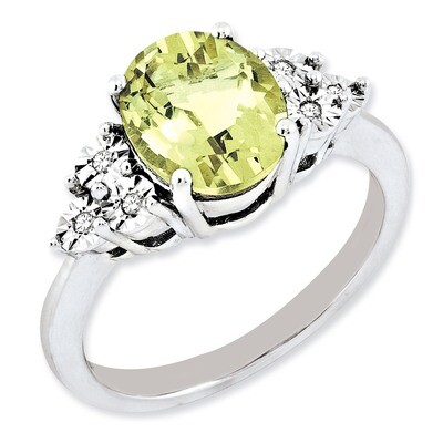 Lemon Quartz Ring Sterling Silver Diamond QR3034LQ, MPN: QR3034LQ, 883957243337