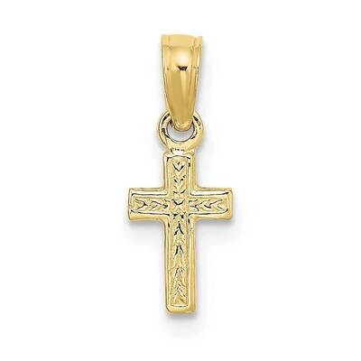 Engraved Mini Cross Charm 10k Gold Polished 10K8424, MPN: 10K8424,