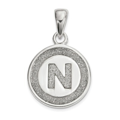 Letter N Circle Pendant Sterling Silver Glitter Enamel  QC9180N, MPN: QC9180N, 886774048574