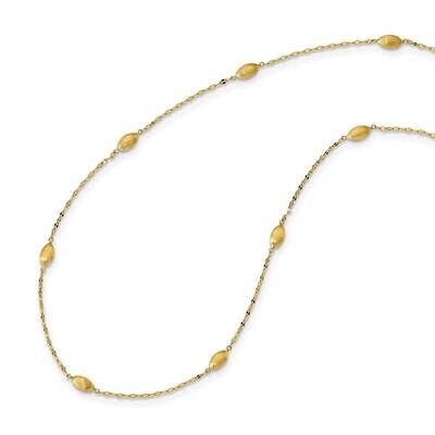 Satin Oval Beads Necklace 14k Gold Diamond-cut SF2754-18, MPN: SF2754-18, 883957831510
