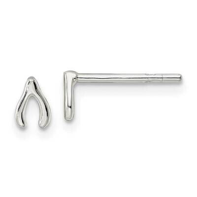 Wish Bone Post Earrings Sterling Silver Polished QE16551, MPN: QE16551, 196904166055