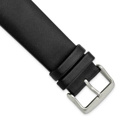 24mm Black Padded No-Stitch Calfskin Stainless Buckle Watch Band Gold-tone BA541-24, MPN: BA541-24,