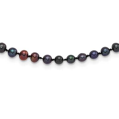 4-5mm Black Cultured Freshwater Pearl Necklace Sterling Silver Rhodium-plated QH5152-20, MPN: QH515…