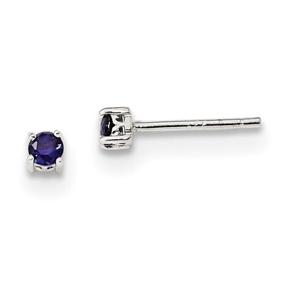 3mm Round Created Sapphire Post Earrings Sterling Silver QBE25SEP, MPN: QBE25SEP, 883957179247