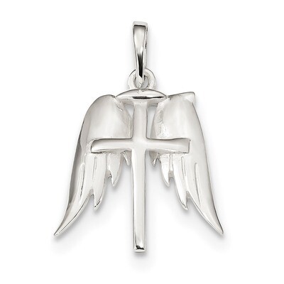 Wings And Cross Pendant Sterling Silver Polished QC9138, MPN: QC9138, 886774119519