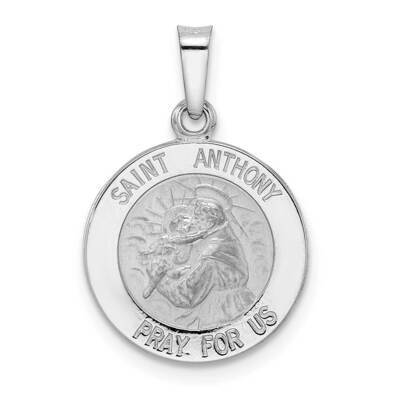 Satin Hollow St Anthony Medal Pendant 14k White Gold Polished XR1919, MPN: XR1919,