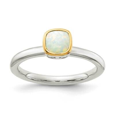 Milky Opal Ring Sterling Silver with 14k Gold Accent QTC1737, MPN: QTC1737, 883957171814
