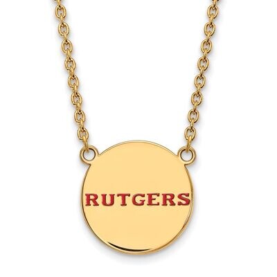 Rutgers Large Enamel Disc Necklace Gold-plated Silver GP028RUT-18, MPN: GP028RUT-18, 886774931883
