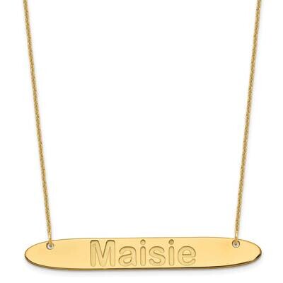 Polished Oblong Arial Rounded Bar Necklace 14k Gold Large XNA1243Y, MPN: XNA1243Y,
