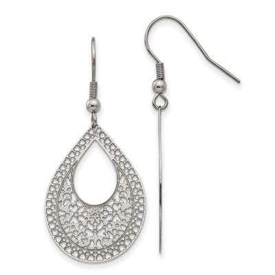Cut-out Design Dangle Earrings Stainless Steel Polished Textured SRE981 by Chisel, MPN: SRE981, 191…