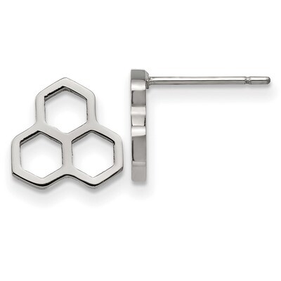 Honeycomb Post Earrings Stainless Steel Polished SRE1290 by Chisel, MPN: SRE1290, 191101017490