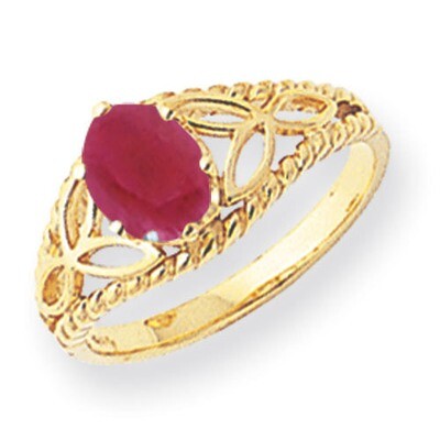 Created Ruby Ring 14k Gold 8x6mm Oval X6102CR, MPN: X6102CR, 883957532868