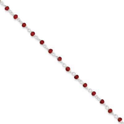 7.25 Inch Dark Red Diamond Polished Bracelet Sterling Silver QG2991-7.25, MPN: QG2991-7.25, 1911012…