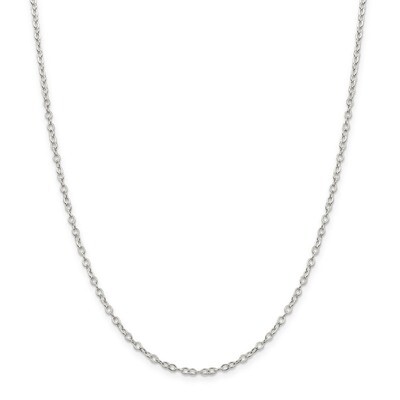 24 Inch 2.5mm Flat Open Oval Cable Chain Sterling Silver QPE80-24, MPN: QPE80-24, 886774421513