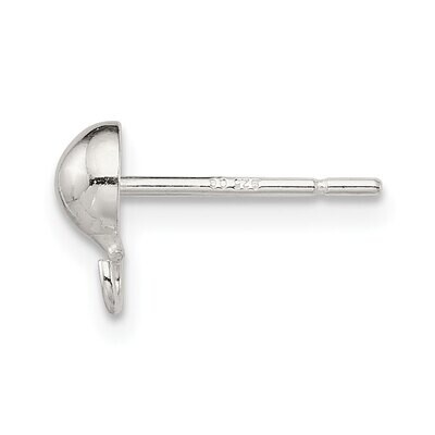 Lrg Half Round With Ring Post Earring Sterling Silver Polished SS4910, MPN: SS4910,