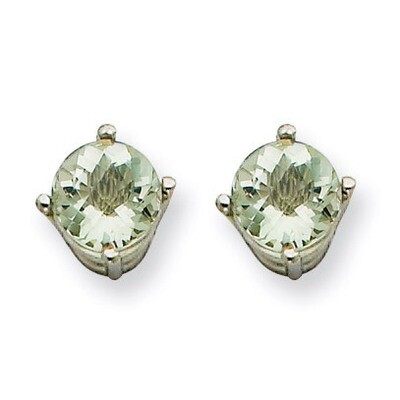 5mm Round Green Quartz Earrings 14k White Gold XE72WCG, MPN: XE72WCG, 883957097411