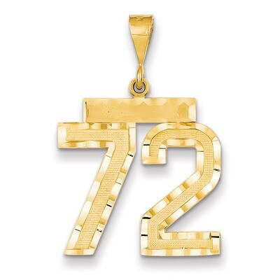 Number 72 Charm 14k Gold Large Diamond-cut LN72, MPN: LN72, 883957122632