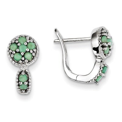 Emerald Circle Hinged Earrings Sterling Silver QE10113E, MPN: QE10113E, 886774671376