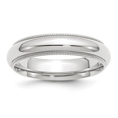 5mm Milgrain Comfort Fit Band 10k White Gold Engravable 1WMC050-10, MPN: 1WMC050-10, 886774471792