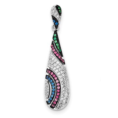 Synthetic Stones &amp; CZ Pendant Sterling Silver QP4214