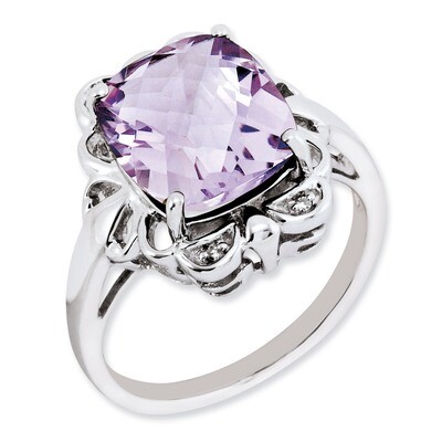 Pink Quartz &amp; Diamond Ring Sterling Silver QR2925PQ, MPN: QR2925PQ, 886774728490