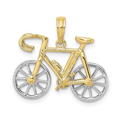 Rhodium 3-D Ten Speed Bicycle Charm 10k Gold 10K9161, MPN: 10K9161,