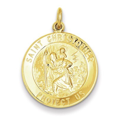 Saint Christopher Medal 24k Gold-plated Sterling Silver QC5641, MPN: QC5641, 191101183546