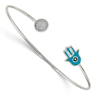 Enameled Glitter Enamel Hamseh Flexible Cuff Bangle Sterling Silver QB1145, MPN: QB1145, 8867740146…