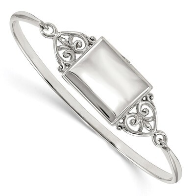 Rectangular 20mm Locket Bangle Sterling Silver Polished QB1211, MPN: QB1211, 191101107344