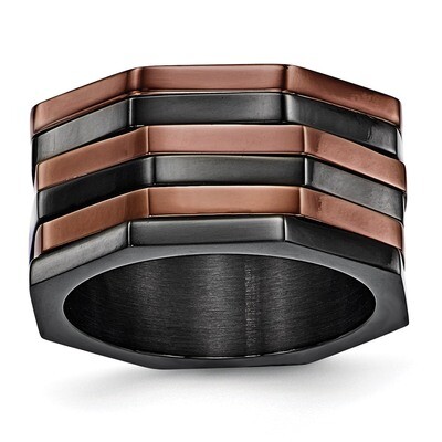 Black &amp; Chocolate IP-plated Ring - Stainless Steel SR240 by Chisel, MPN: SR240, 886774238227