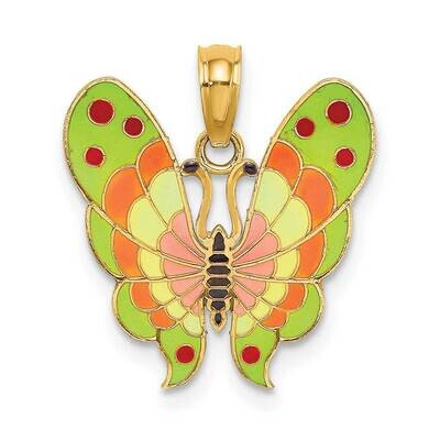 Multi-Color Enamel Butterfly Charm 14k Gold K6988, MPN: K6988, 637218136827