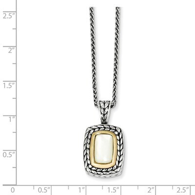 Mother of Pearl 18 Inch Necklace Sterling Silver &amp; 14k Gold QTC56, MPN: QTC56, 742323129043