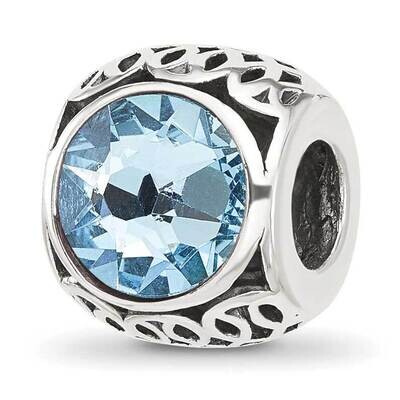 Antiqued Light Blue Swarovski Crystal Bead Sterling Silver QRS4365, MPN: QRS4365,
