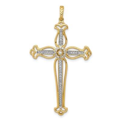 1/4Ct. Diamond Fancy Budded Cross Pendant 14k Gold PM5101-025-YWA, MPN: PM5101-025-YWA, 883957420943