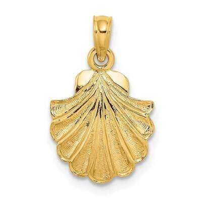 Scallop Shell Charm 14k Gold 2-D K7395, MPN: K7395, 637218010769