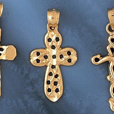 Dazzlers Jewelry Cross Pendant Necklace Charm Bracelet in Yellow, White or Rose Gold 7955, MPN: DZ-…