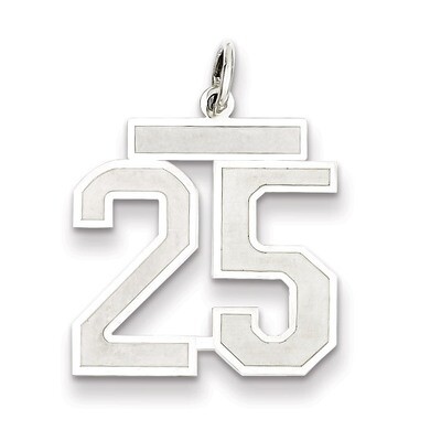 Pendant Number 25 Satin Sterling Silver Medium QPM25, MPN: QPM25, 883957126500