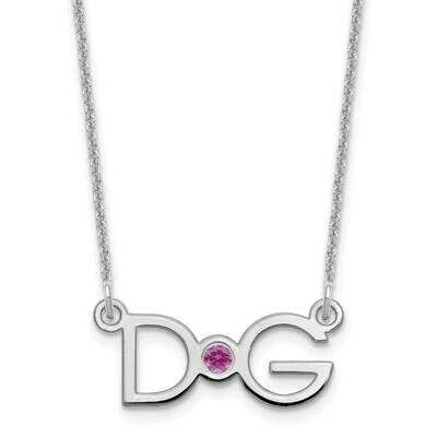 2 Initial with 18k Gold Bezel Birthstone Necklace 10k White Gold Medium 10XNA1251W, MPN: 10XNA1251W,