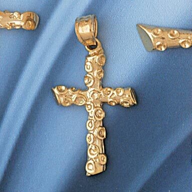 Dazzlers Jewelry Cross Pendant Necklace Charm Bracelet in Yellow, White or Rose Gold 8027, MPN: DZ-…