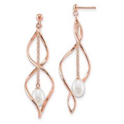 10x7.5mm White Teardrop Fwc Pearl Earrings Sterling Silver Rose-Tone QER13852, MPN: QER13852, 19690…