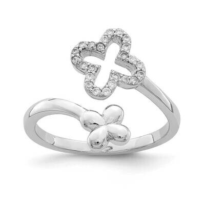 Adjustable Ring Sterling Silver Rhodium-plated CZ Diamond QR7152, MPN: QR7152, 886774037295