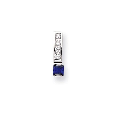 Kelly Waters White &amp; Square Blue Diamond Necklace 18 Inch Rhodium-plated KW164-18, MPN: KW164-18,
