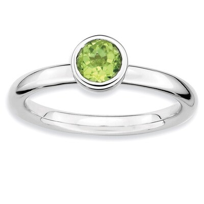 Low 5mm Round Peridot Ring - Sterling Silver QSK515, MPN: QSK515, 886774008417